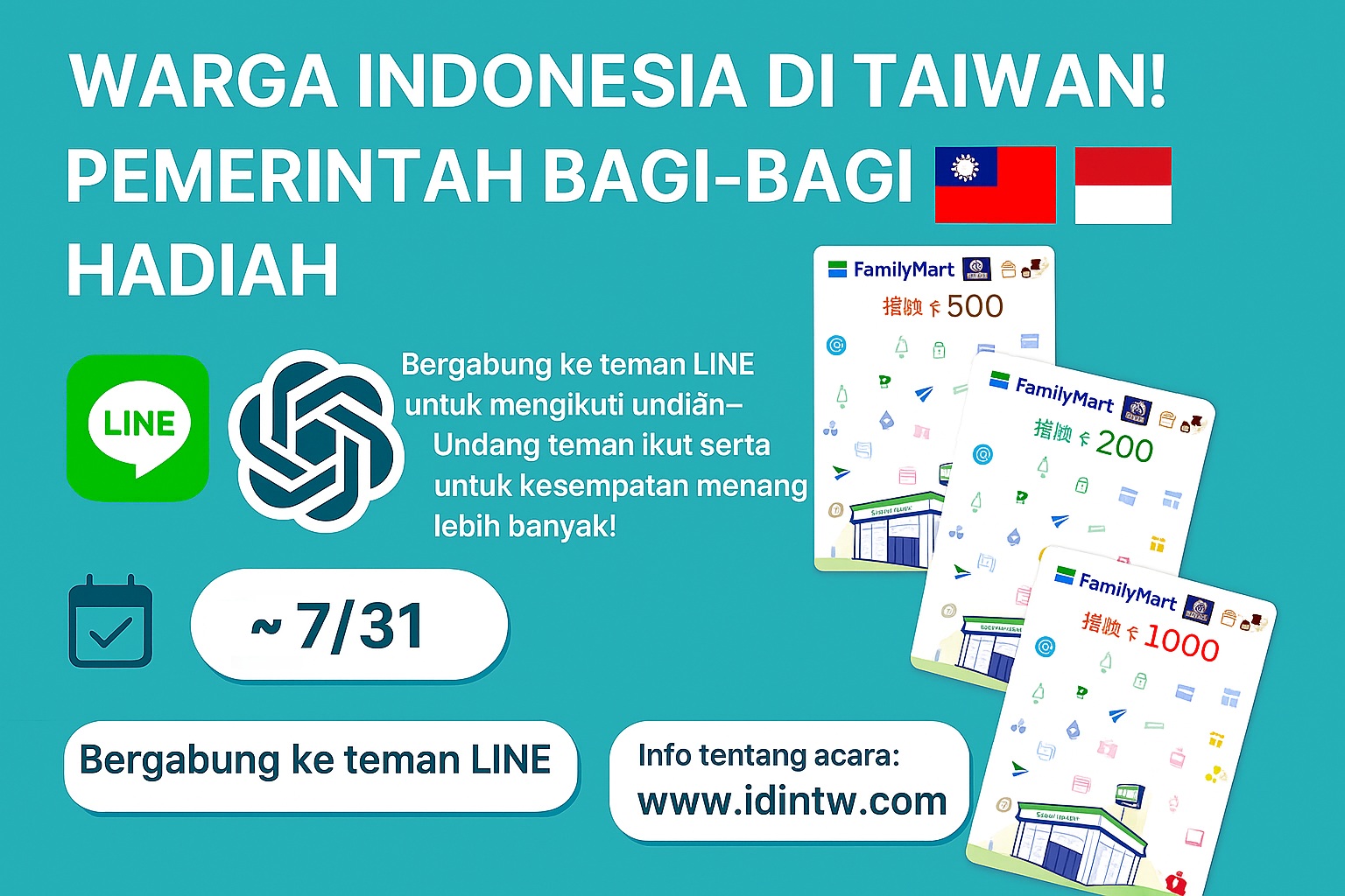 3 Menit Tambah Teman LINE, Hadiah Hingga NT.000!